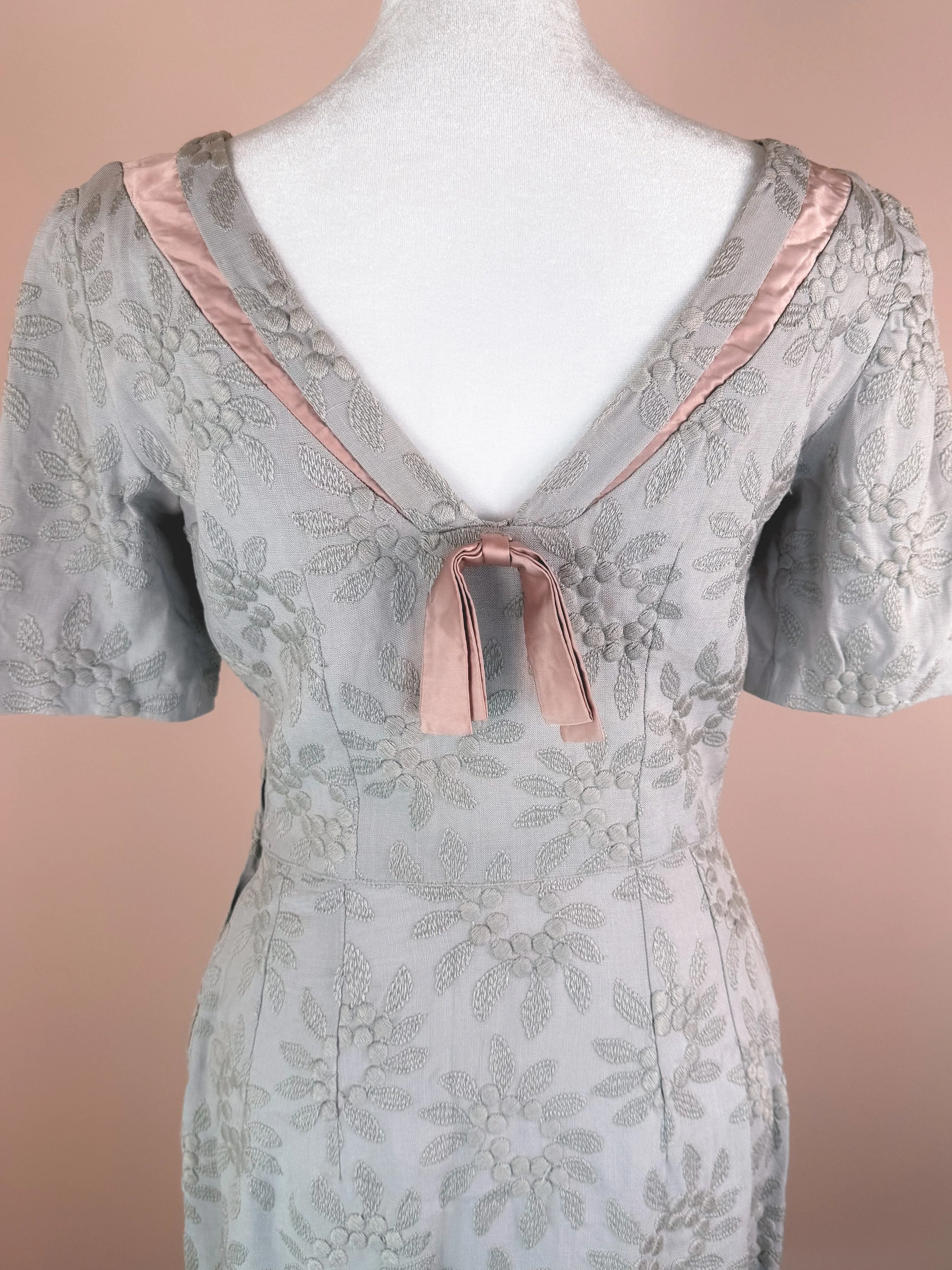 Slate & Satin Bow Dress : XS/S — Emerald Era Vintage